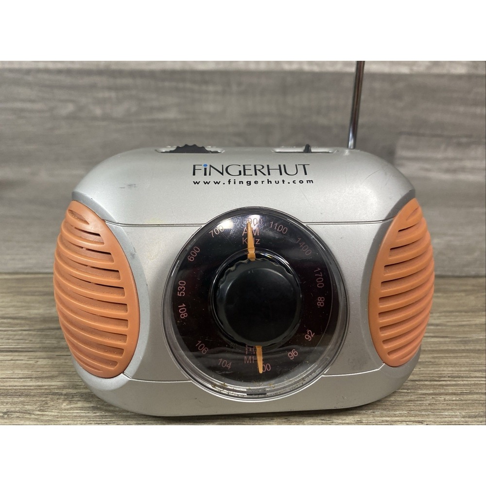 Fingerhut Portable AM/FM Radio Unisex OS Silver Orange Good Retro Y2K Analog - Picture 3 of 10